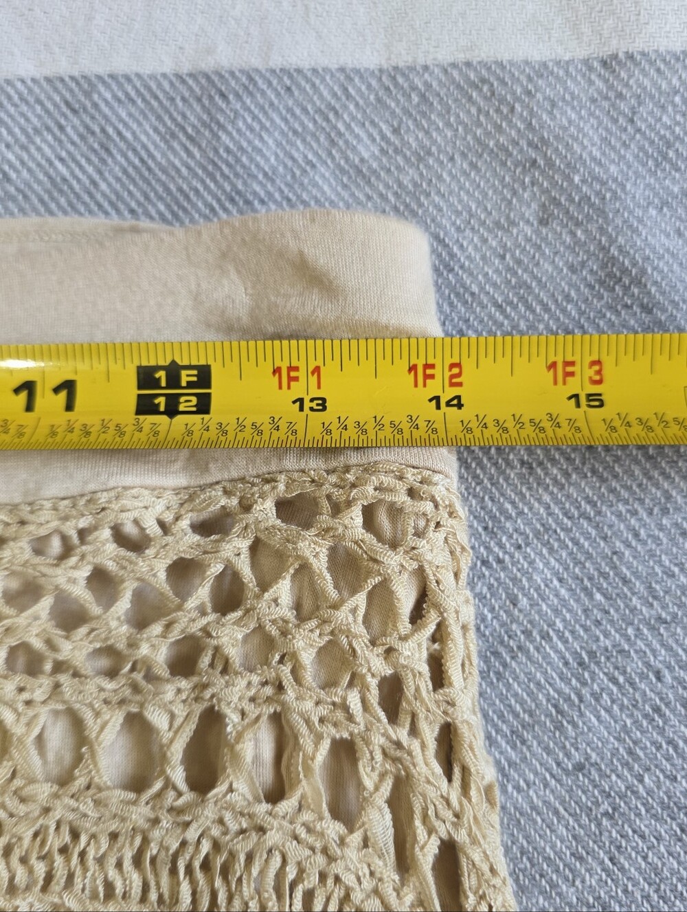 Chico's Cream Handkerchief Crochet Fringe Maxi Skirt - Picture 7 of 9